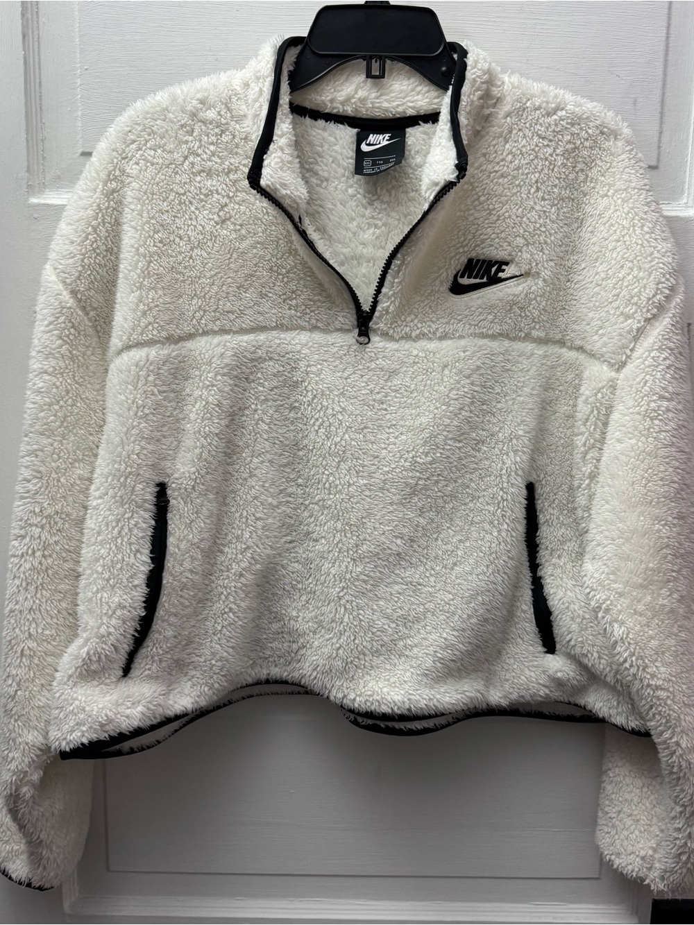 Nike Sherpa Fleece Pullover Ivory XXL Cozy Half Zip - Picture 5 of 8